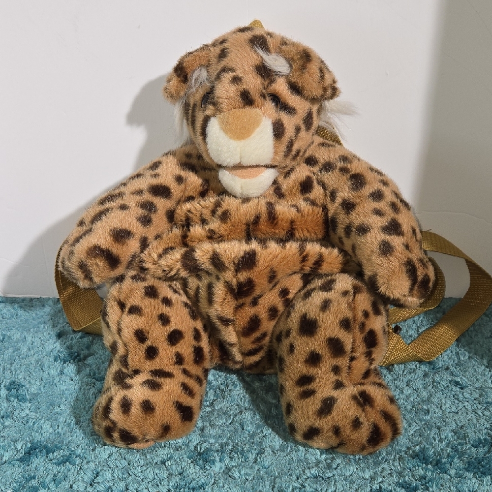 Mango Brown Leopard Stuffed Animal backpack purse